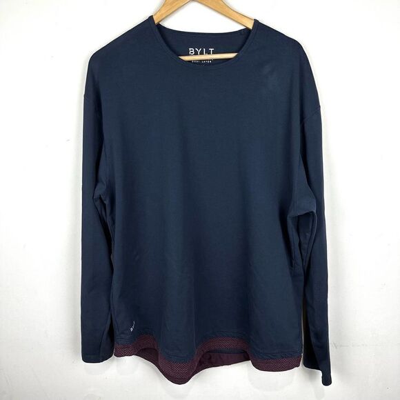 Bylt Drop Cut Lux Dual Layer Navy Long Sleeve Shirt Men’s XXL Read - Picture 1 of 9